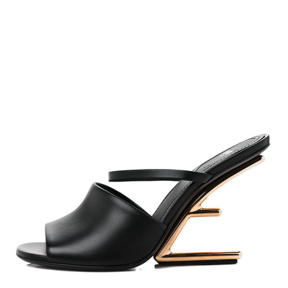 Fendi Calfskin Fendi First 95mm Slide Sandals 38 Black 1 of 10