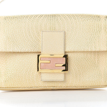 Fendi Metallic Calfskin Printed Baguette Gold 7 of 16