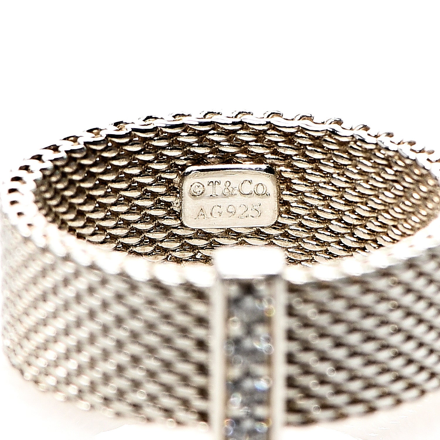 Tiffany Sterling Silver Diamond Somerset Mesh Ring 51 5.75 3 of 4