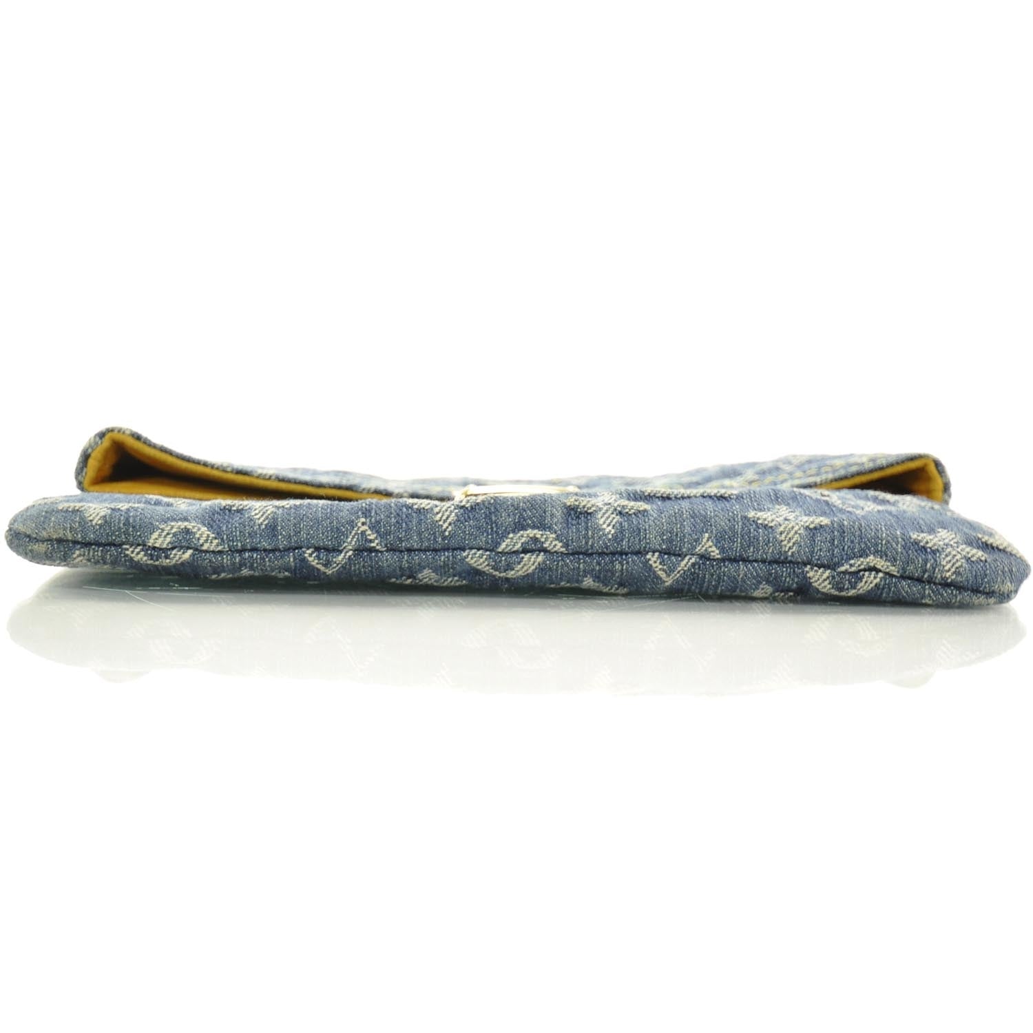 Louis Vuitton Monogram Denim Pochette Plat Clutch Blue 5 of 9