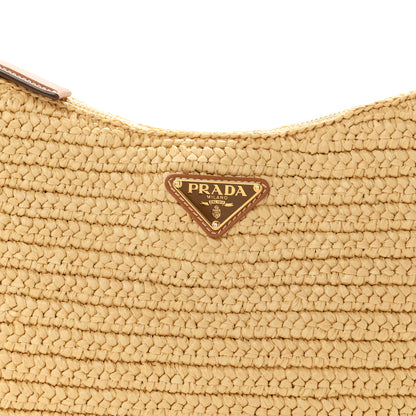 Prada Yarn Raffia Effect Crochet Large Aimée Shoulder Bag Natural 8 of 11