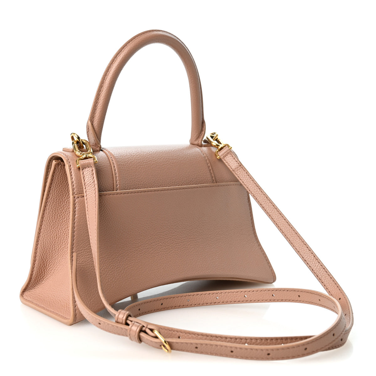 Balenciaga Grained Calfskin Small Hourglass Top Handle Bag Nude Beige 3 of 10