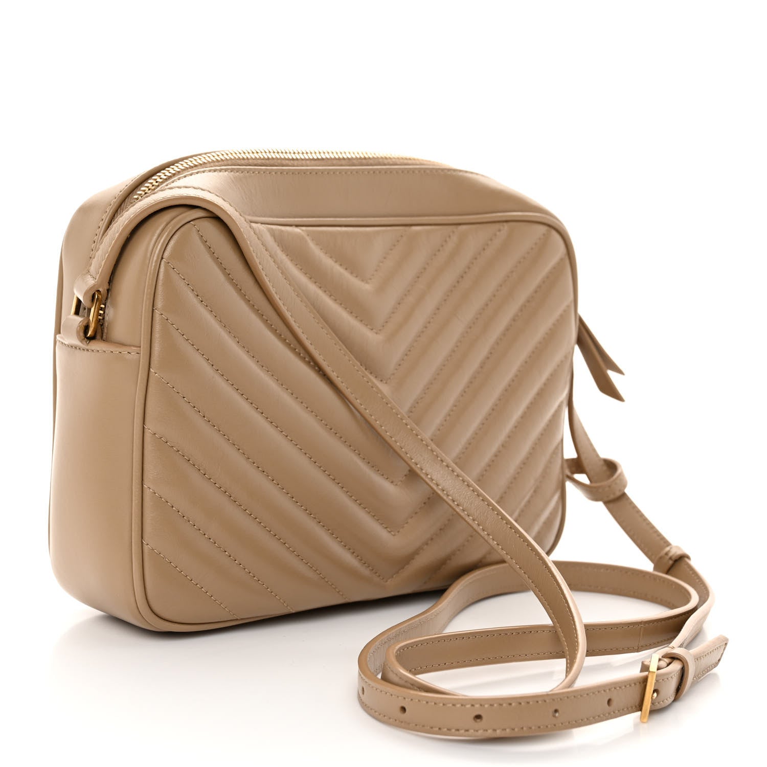 Saint Laurent Calfskin Matelasse Monogram Lou Camera Bag Dark Latte 3 of 12