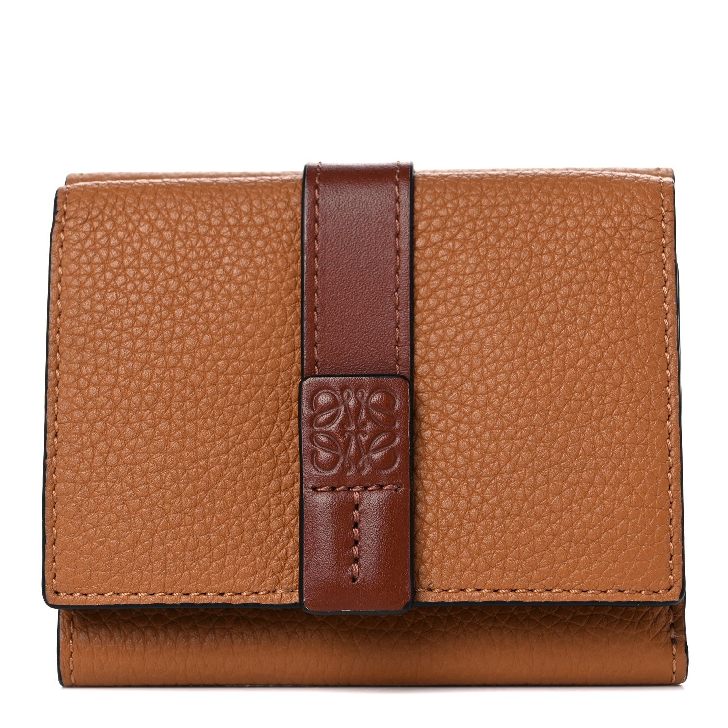 Loewe Grained Calfskin Compact Wallet Caramel Pecan 1 of 7