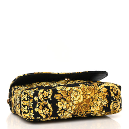 Versace Silk Barocco Printed Quilted Virtus V Mini Chain Flap Shoulder Bag Black Gold 4 of 9