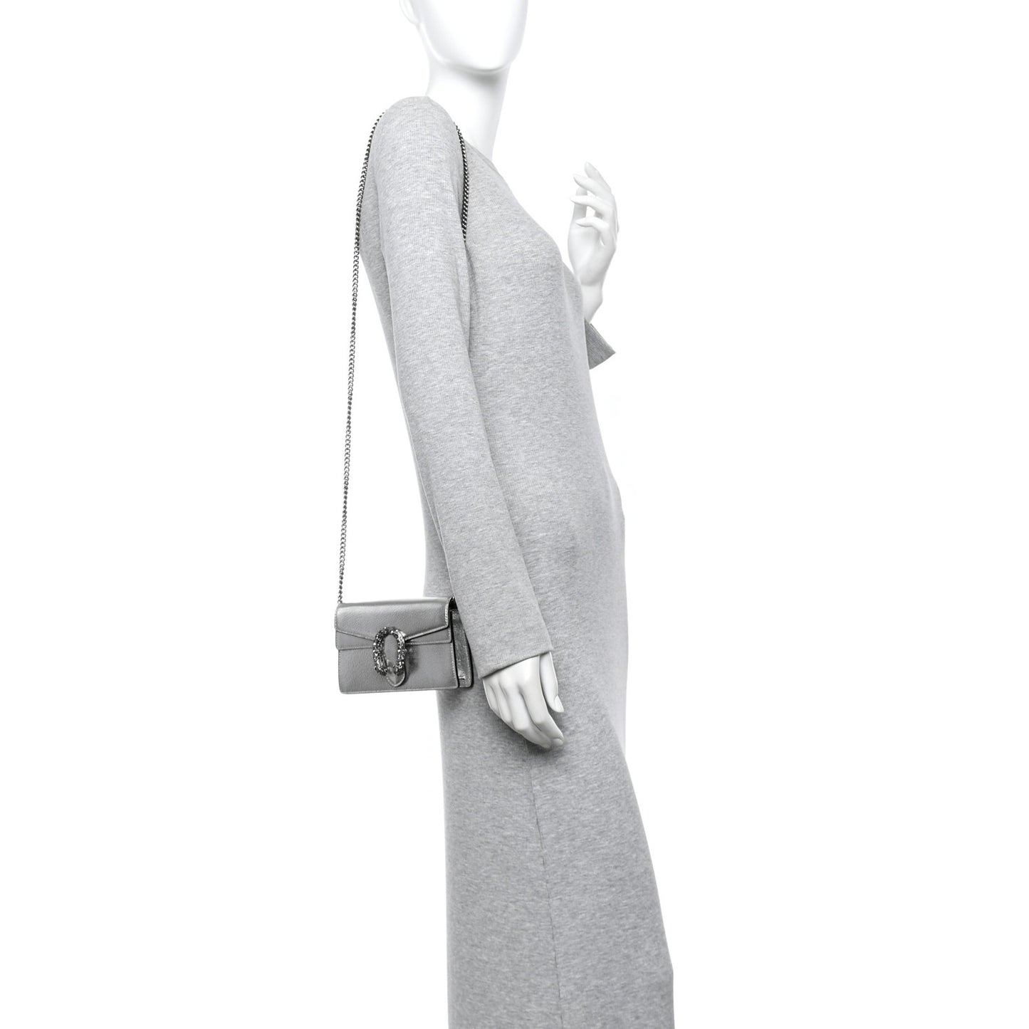 Metallic Calfskin Super Mini Dionysus Shoulder Bag Silver