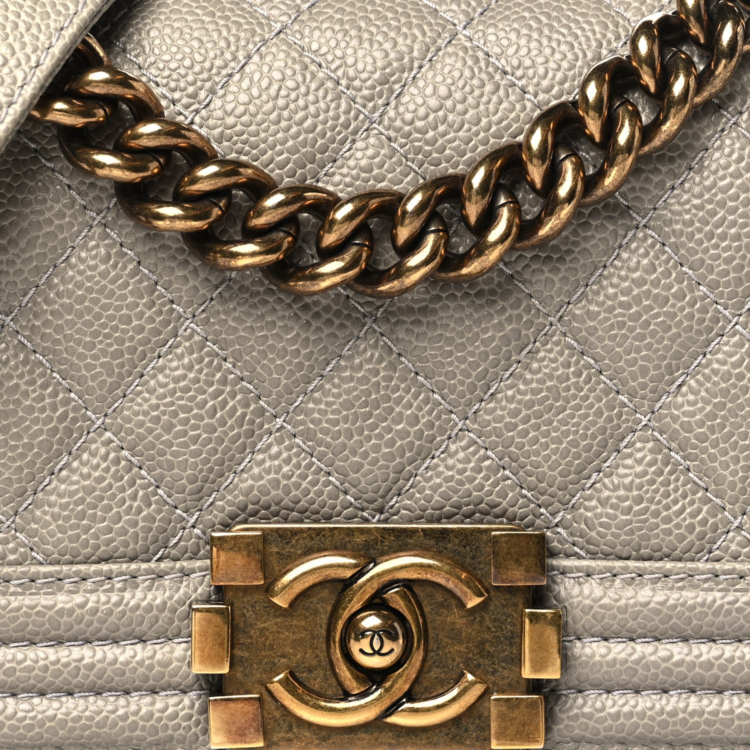 Chanel Caviar Quilted Small Boy Flap Light Grey 8 of 10