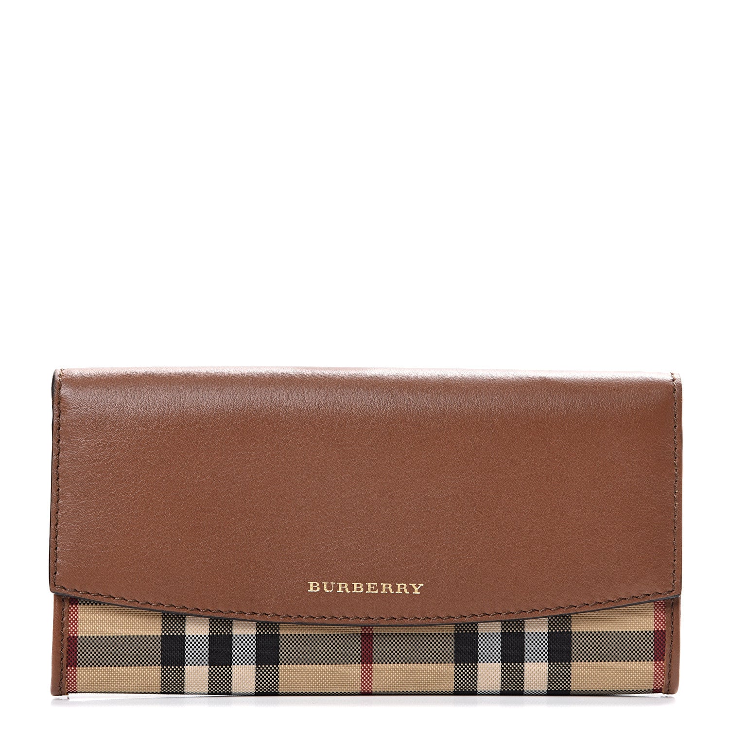 Burberry Calfskin Horseferry Check Porter Continental Wallet Tan 1 of 8