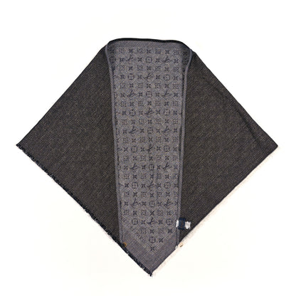 Louis Vuitton Wool Silk Monogram Denim Triangle Shawl Blue 1 of 3