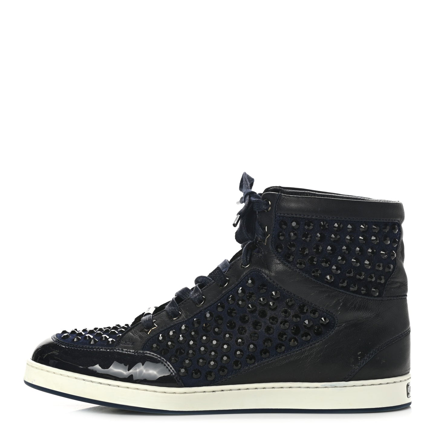 Calfskin Patent Studded Tokyo Sneakers 39 Navy