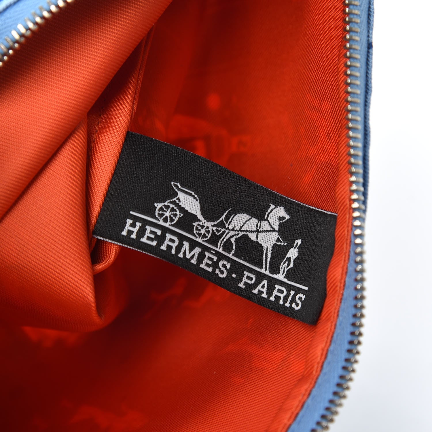Hermes Silk Ex-Libris Les Parisiennes Silky Pocket Cosmetic Case Deep Bleu Bleuet 6 of 6