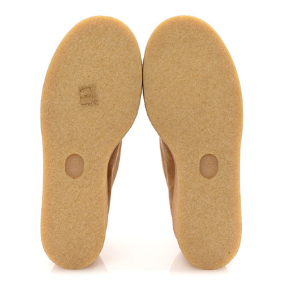 Chanel Suede Calfskin Lace Up Wedge Booties 40.5 Beige 6 of 10