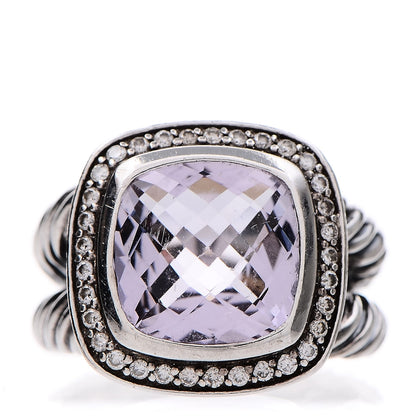 David Yurman Sterling Silver Diamond Amethyst 11mm Albion Ring 51.9 6 1 of 5