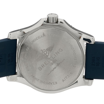 Breitling Stainless Steel Rubber 36mm Super Ocean Chronometer Automatic Watch Blue A17316 4 of 5