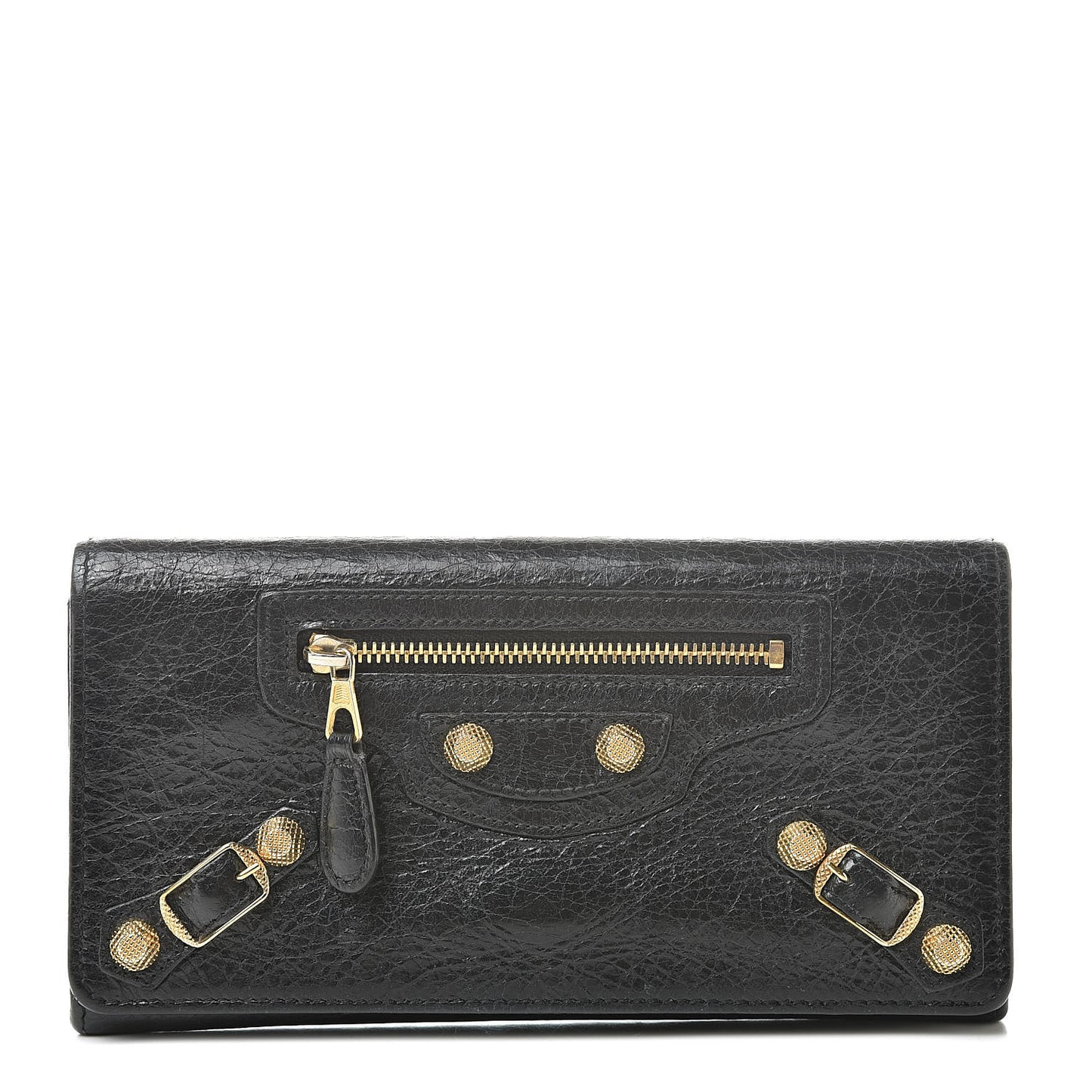 Agneau Giant 12 Gold Hardware Money Wallet Black