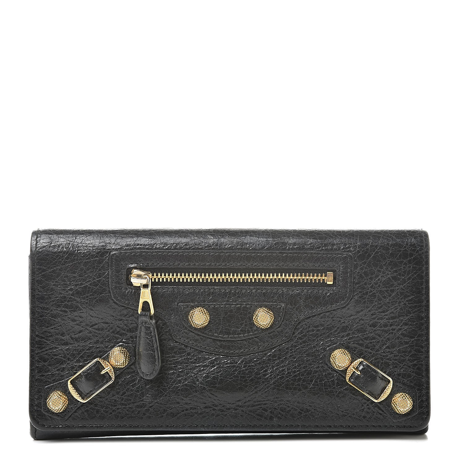 Balenciaga Agneau Giant 12 Gold Hardware Money Wallet Black 1 of 11
