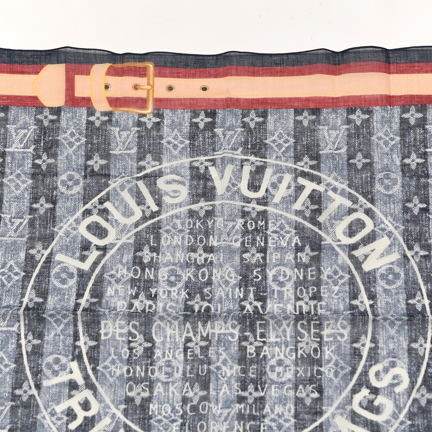 Silk Monogram Trunks and Bags Scarf Blue