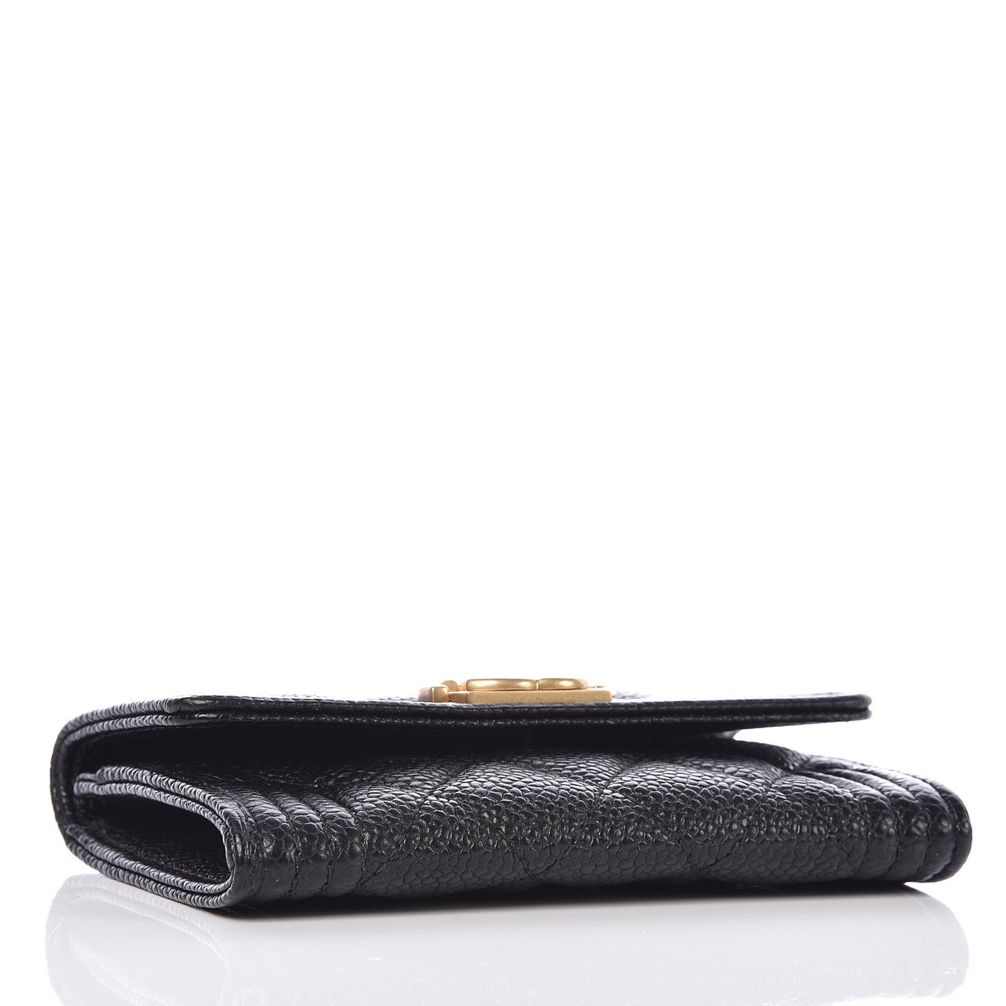 Caviar Quilted Boy Flap Card Holder Black