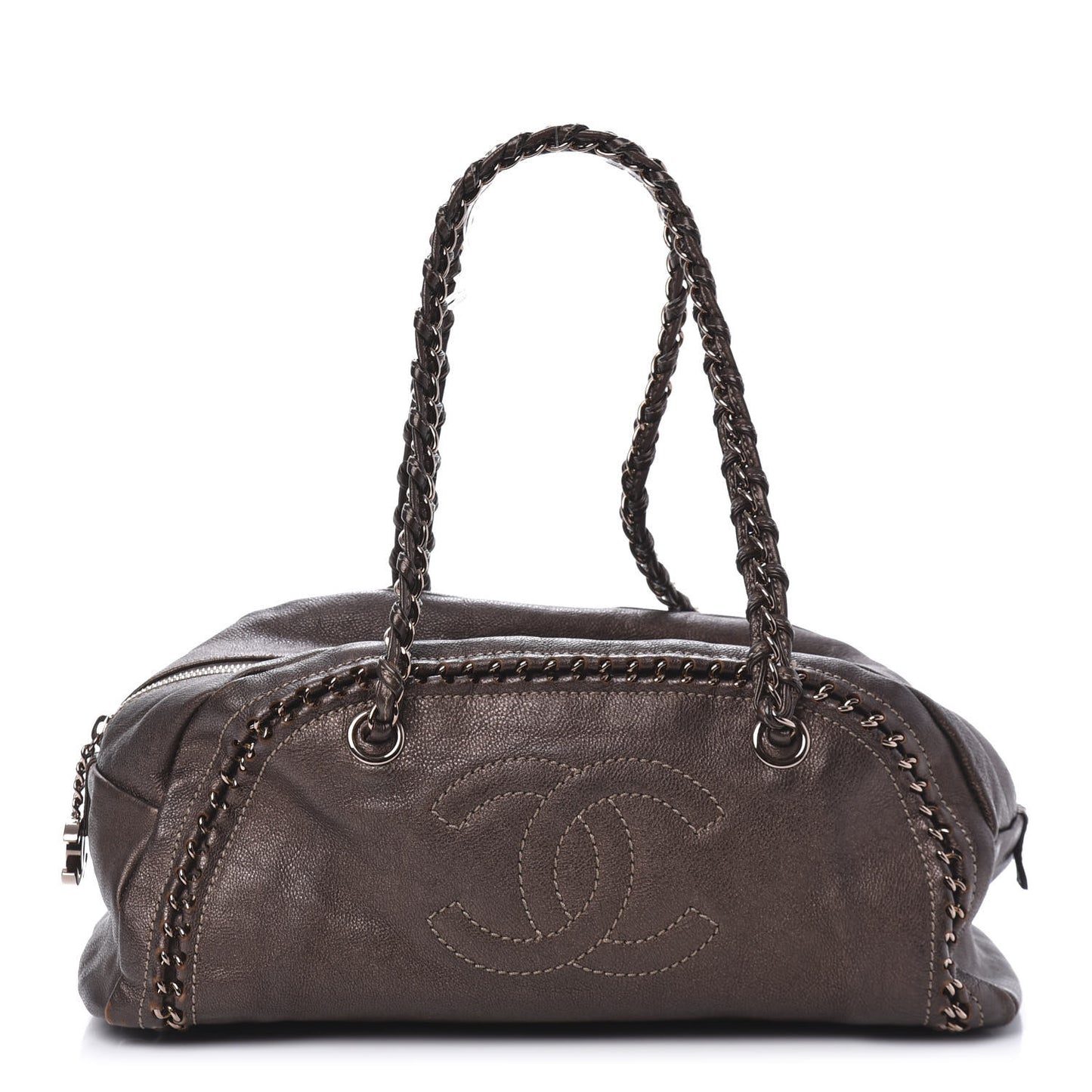 Goatskin Medium Luxe Ligne Bowler Brown