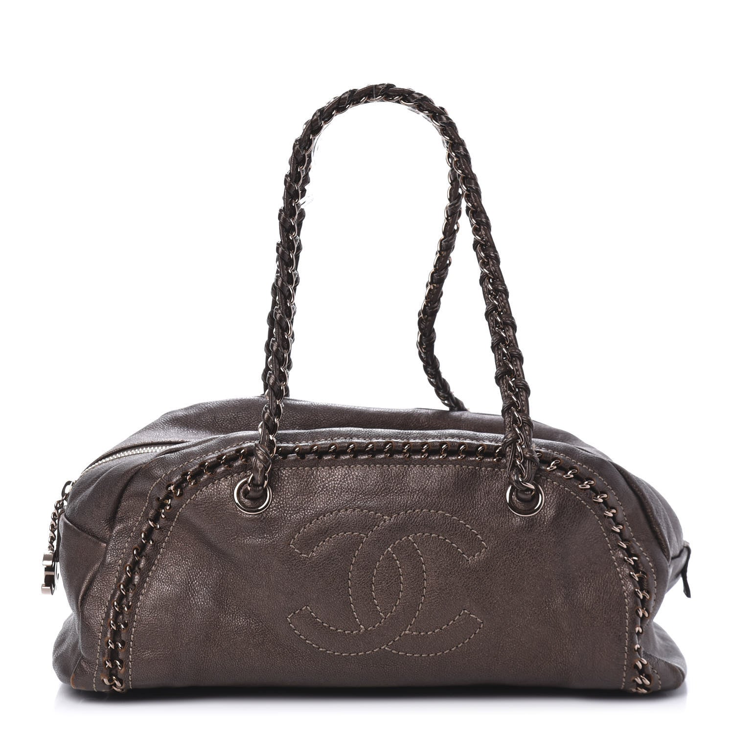 Chanel Goatskin Medium Luxe Ligne Bowler Brown 1 of 12