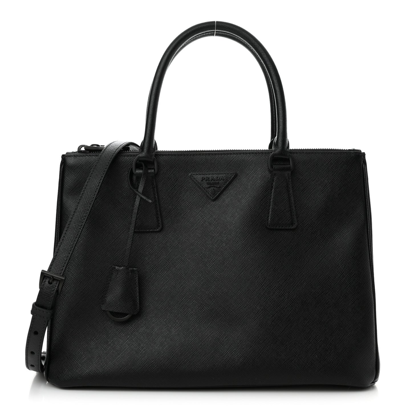 Saffiano Lux Monochrome Large Galleria Double Zip Tote Black