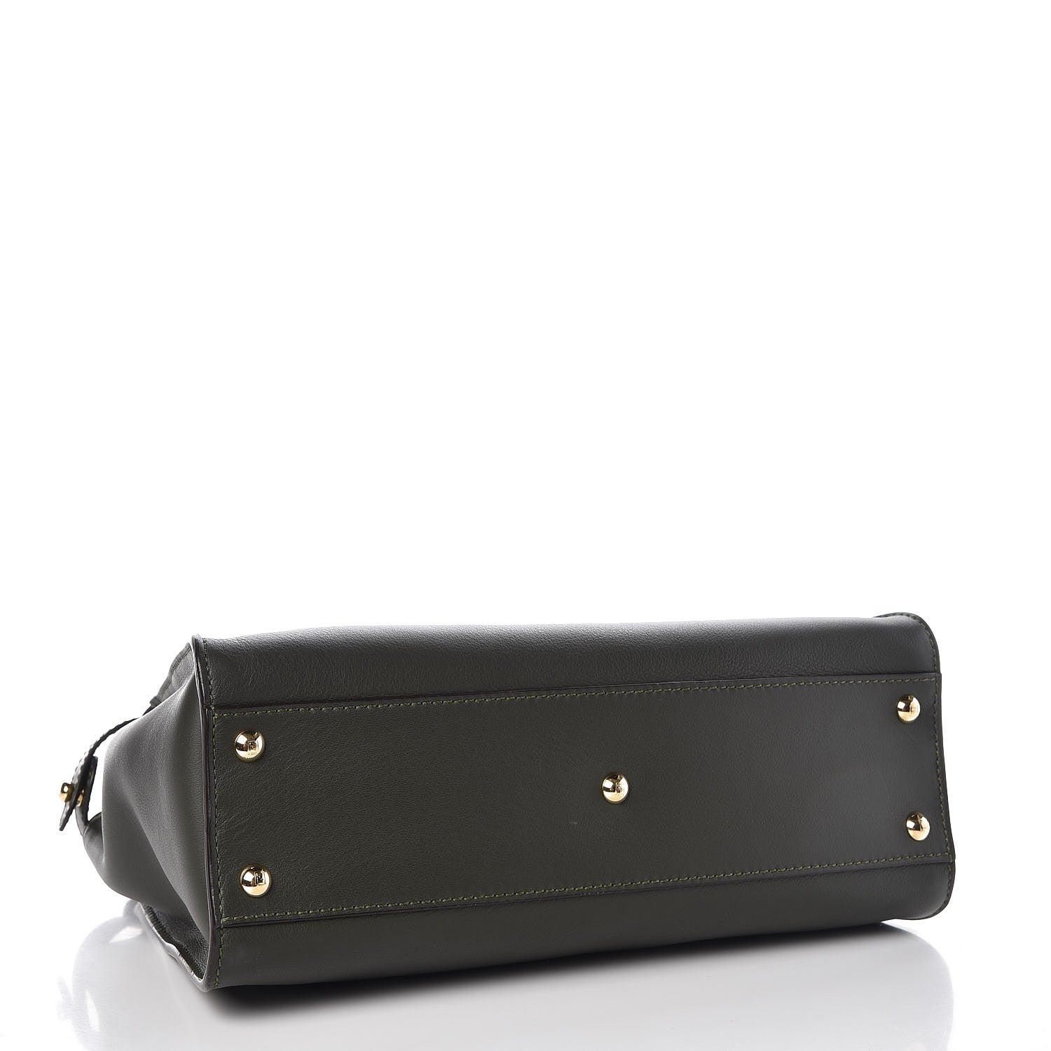 Fendi Vitello Seta Shiny Nappa Medium Peekaboo Iconic Satchel Verde Prato Makeup 5 of 11