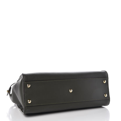 Fendi Vitello Seta Shiny Nappa Medium Peekaboo Iconic Satchel Verde Prato Makeup 5 of 11