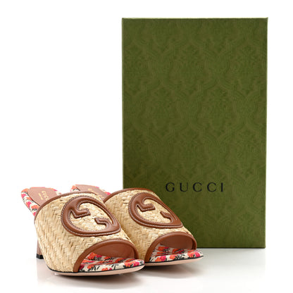 Gucci Raffia Malaga Kid Interlocking G Mabel Sandals 39.5 Natural 9 of 9