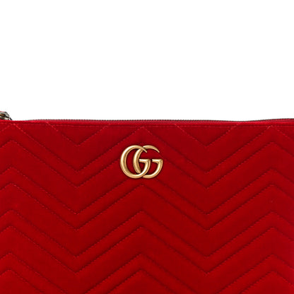Gucci Velvet Matelasse GG Marmont Zip Pouch Hibiscus Red 8 of 11