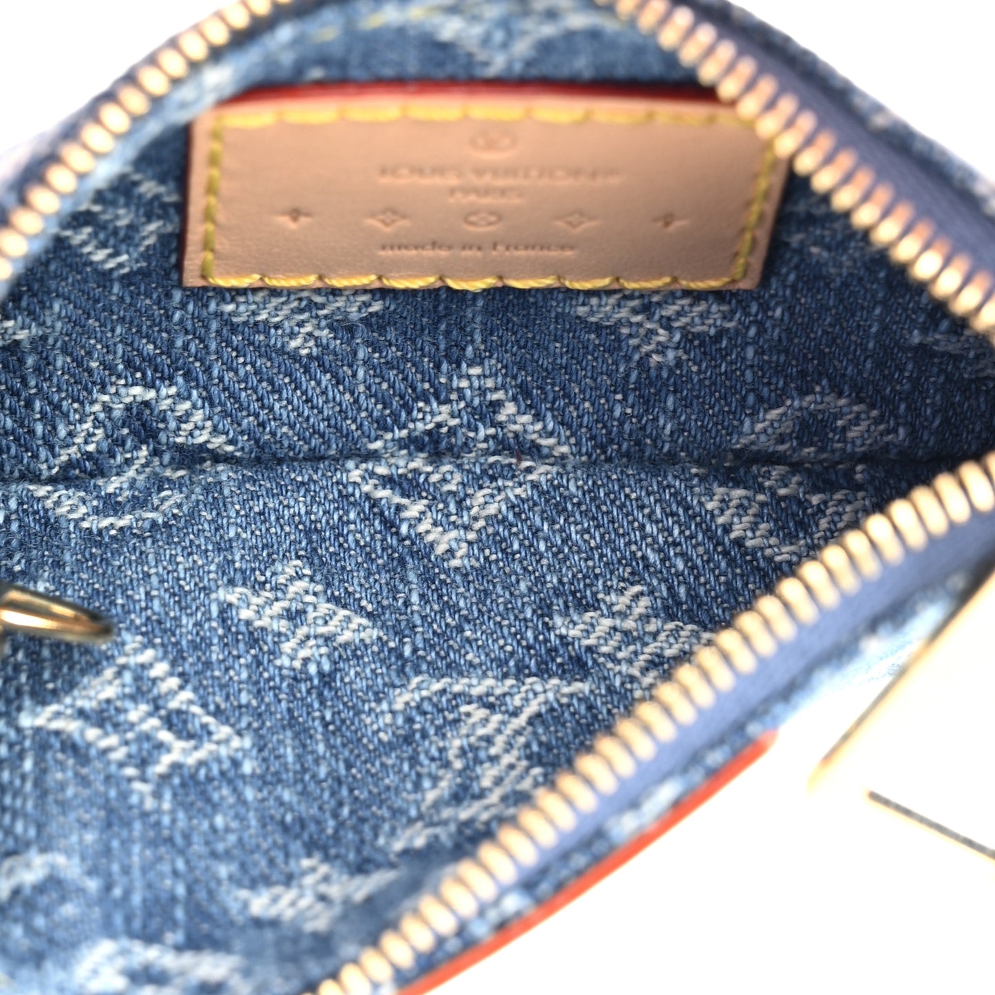 Monogram Denim Key Pouch Denim Blue