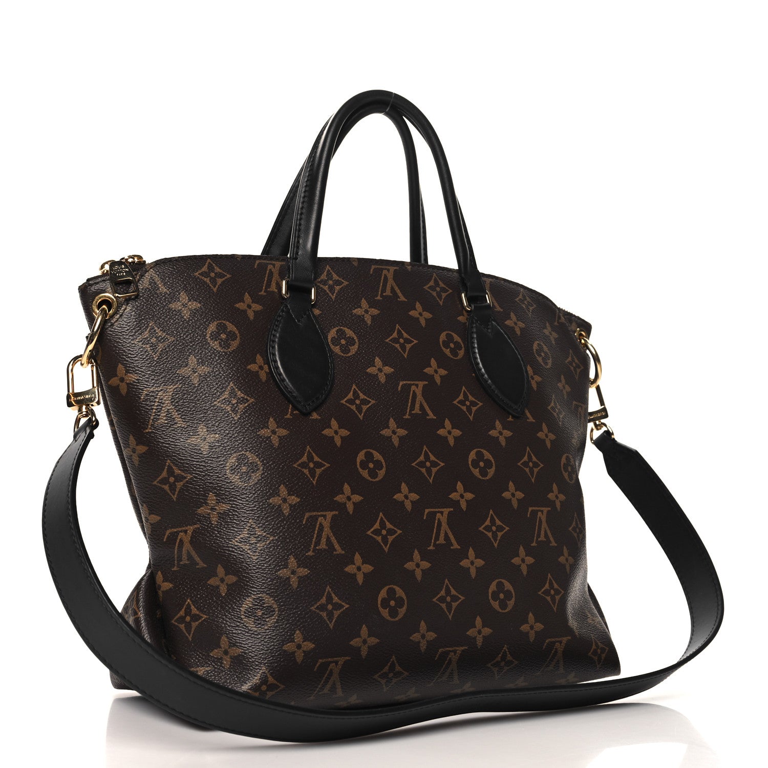 Louis Vuitton Monogram Flower Zipped Tote MM Black 3 of 11