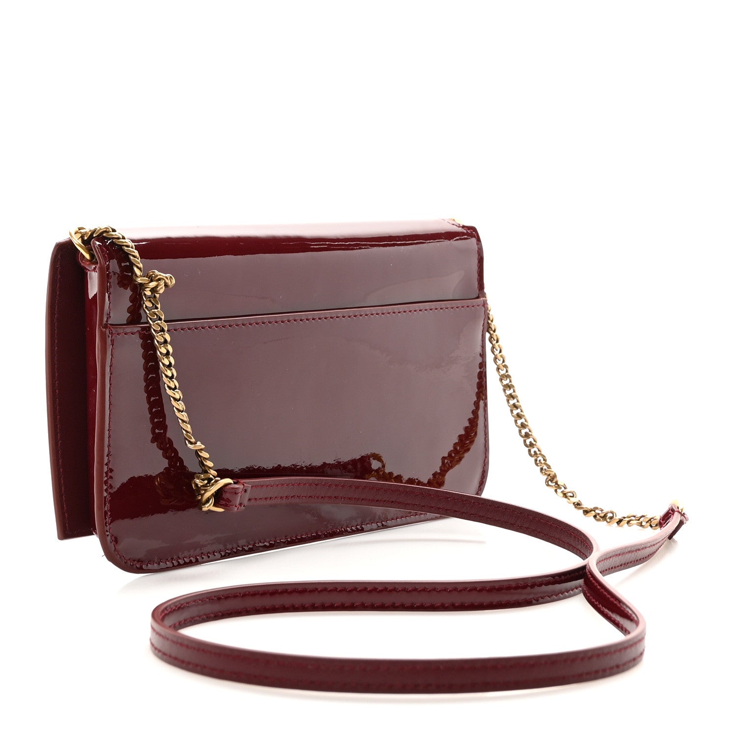 Saint Laurent Patent Monogram Phone Holder Crossbody Chataigne 3 of 8
