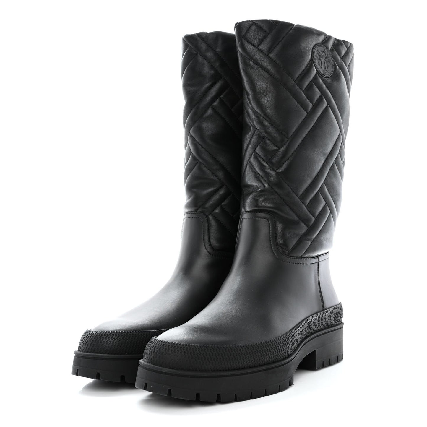 Suede Goatskin Quilted Fuji Boots 40 Black