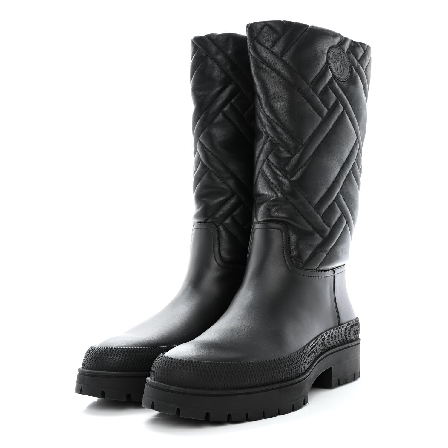 Hermes Suede Goatskin Quilted Fuji Boots 40 Black 3 of 10