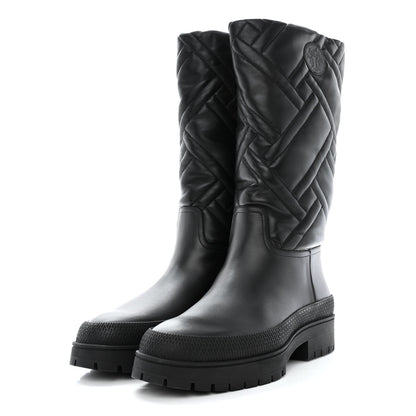 Hermes Suede Goatskin Quilted Fuji Boots 40 Black 3 of 10