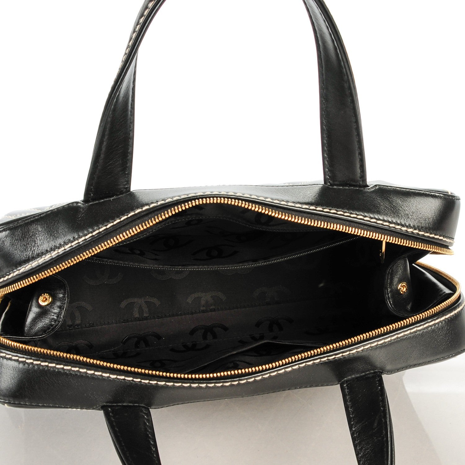 Chanel Calfskin Contrast Stitch Surpique Bowler Black 6 of 8