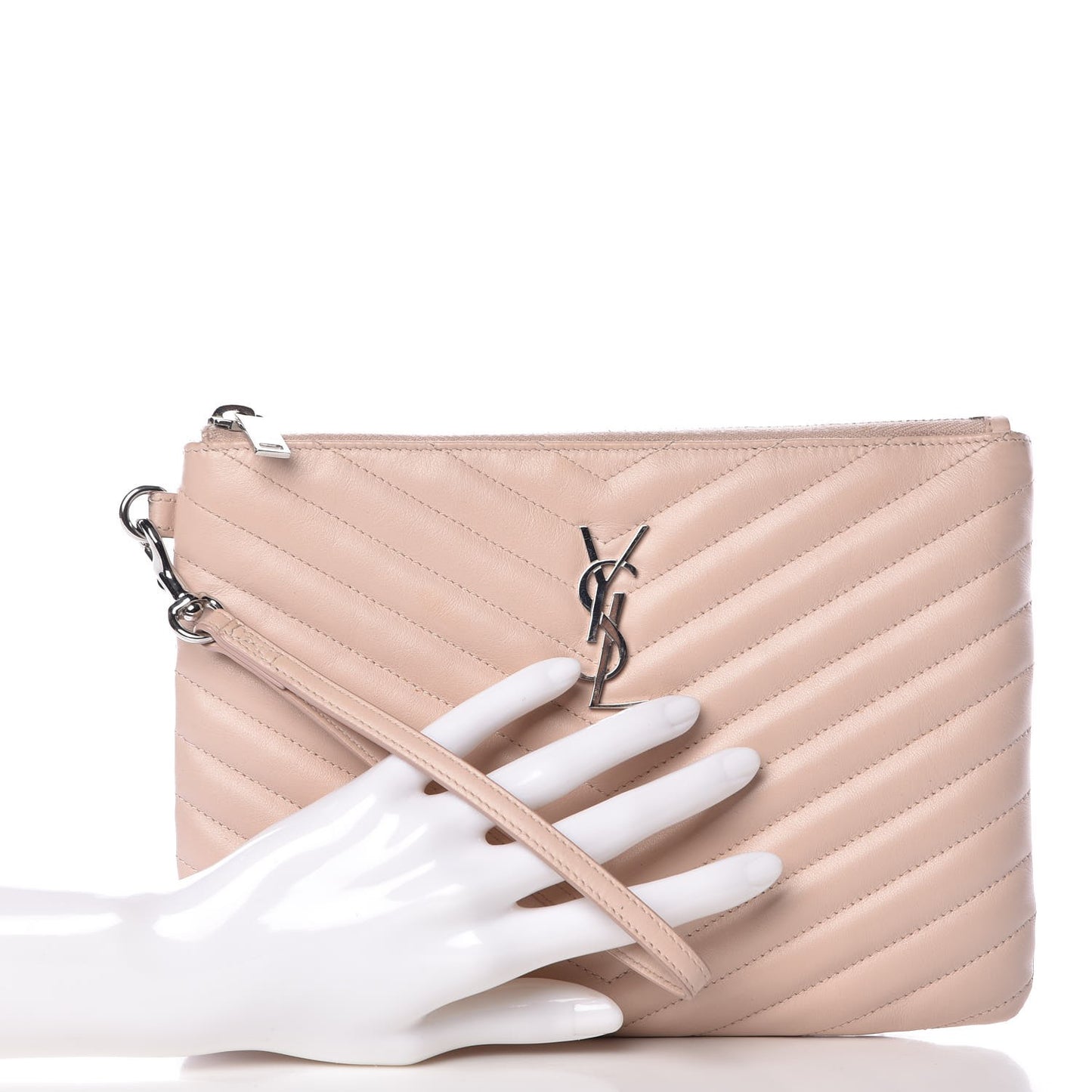 Calfskin Matelasse Chevron Monogram A5 Wristlet Rose Poudre