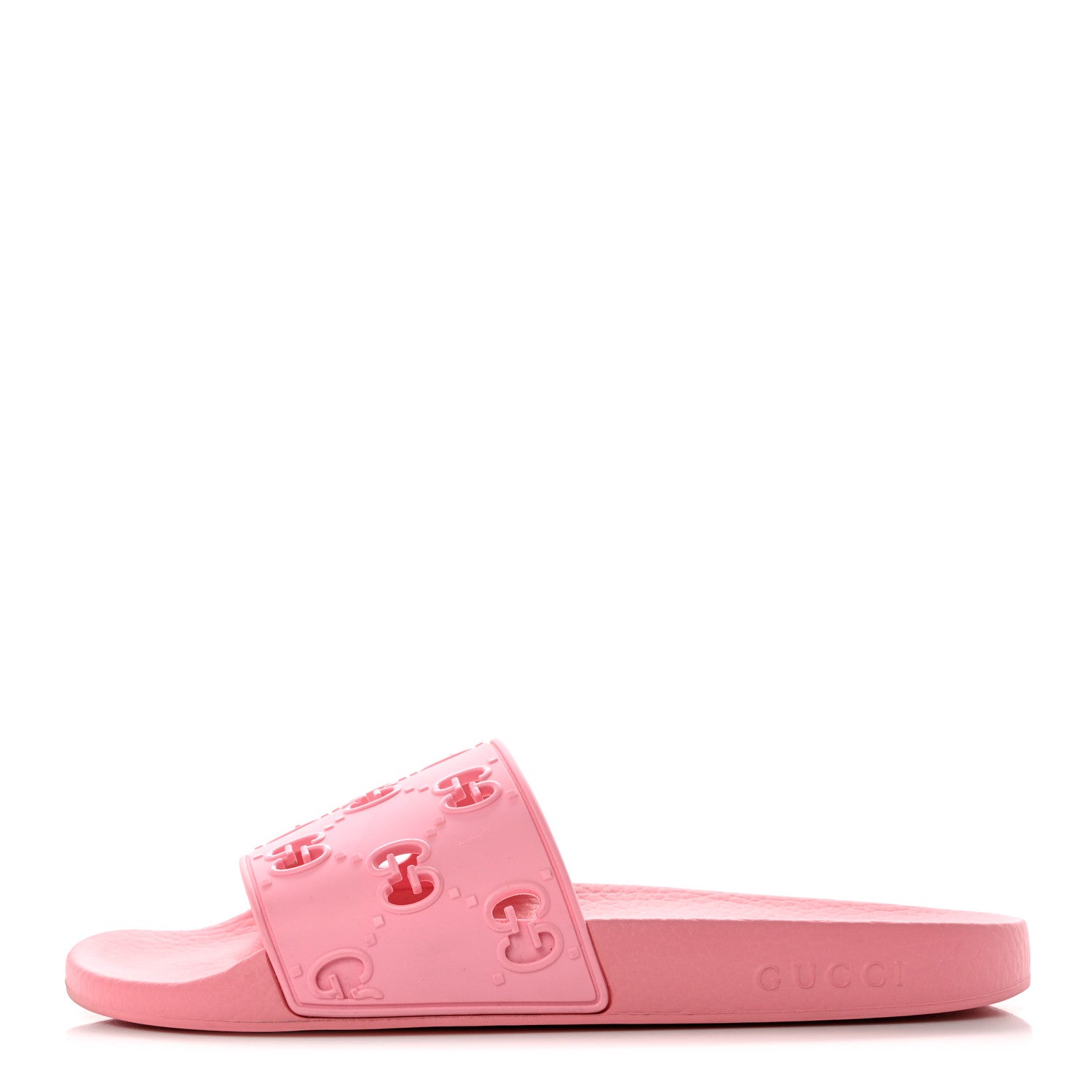 Gucci Rubber GG Monogram Perforated Womens Slide Sandals Rose Box 41 1 of 9