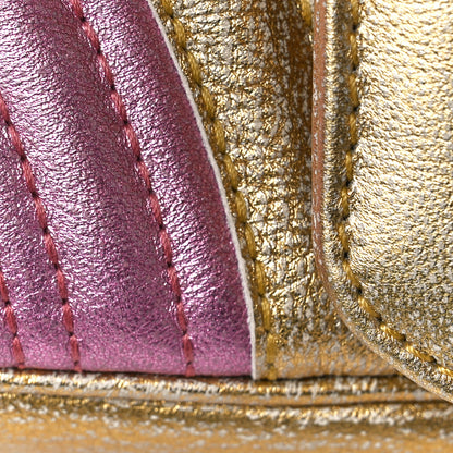Gucci Metallic Calfskin Matelasse Small GG Marmont Shoulder Bag Gold Pink 11 of 12