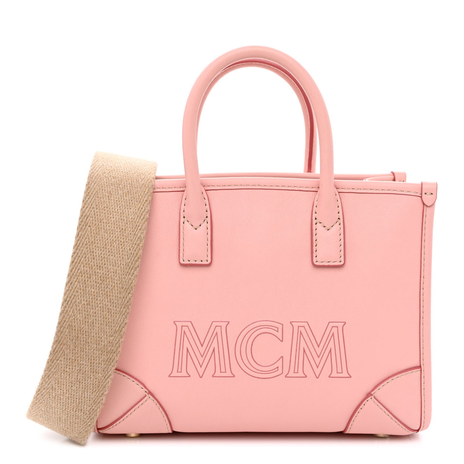 MCM Calfskin Mini Munchen Tote Pink Blush 1 of 10