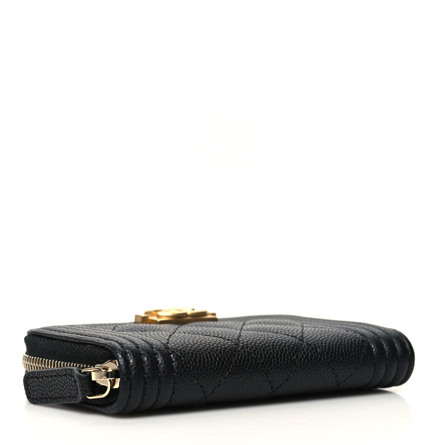 Chanel Caviar Quilted Boy Zip Around Coin Purse Wallet Black 4 of 11
