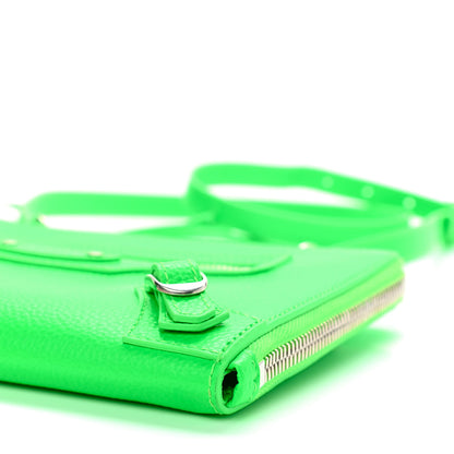 Balenciaga Grained Calfskin Neo Classic Silver Hardware Zip Around Crossbody Fluo Green 10 of 10