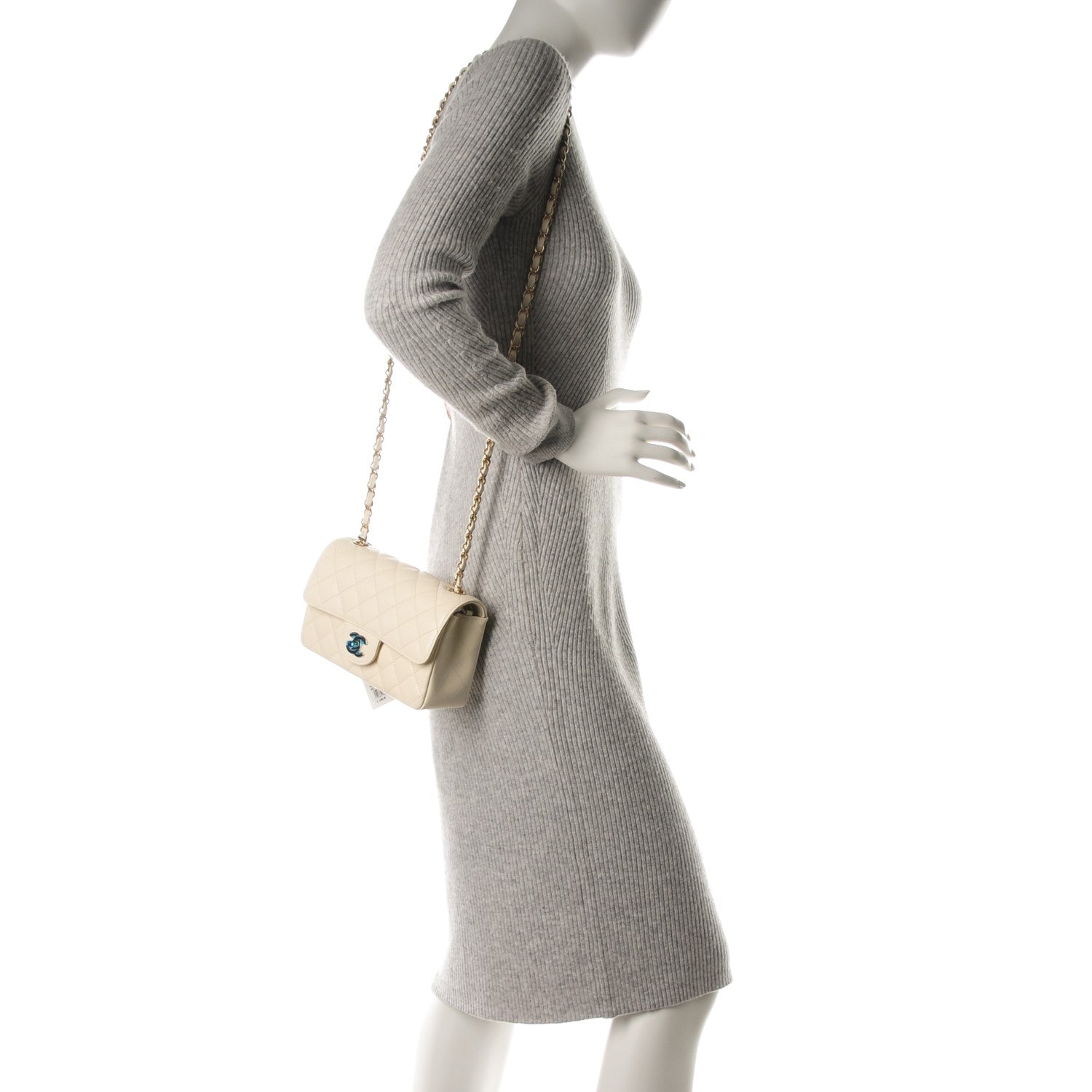 Chanel Caviar Quilted Mini Rectangular Flap White 2 of 8