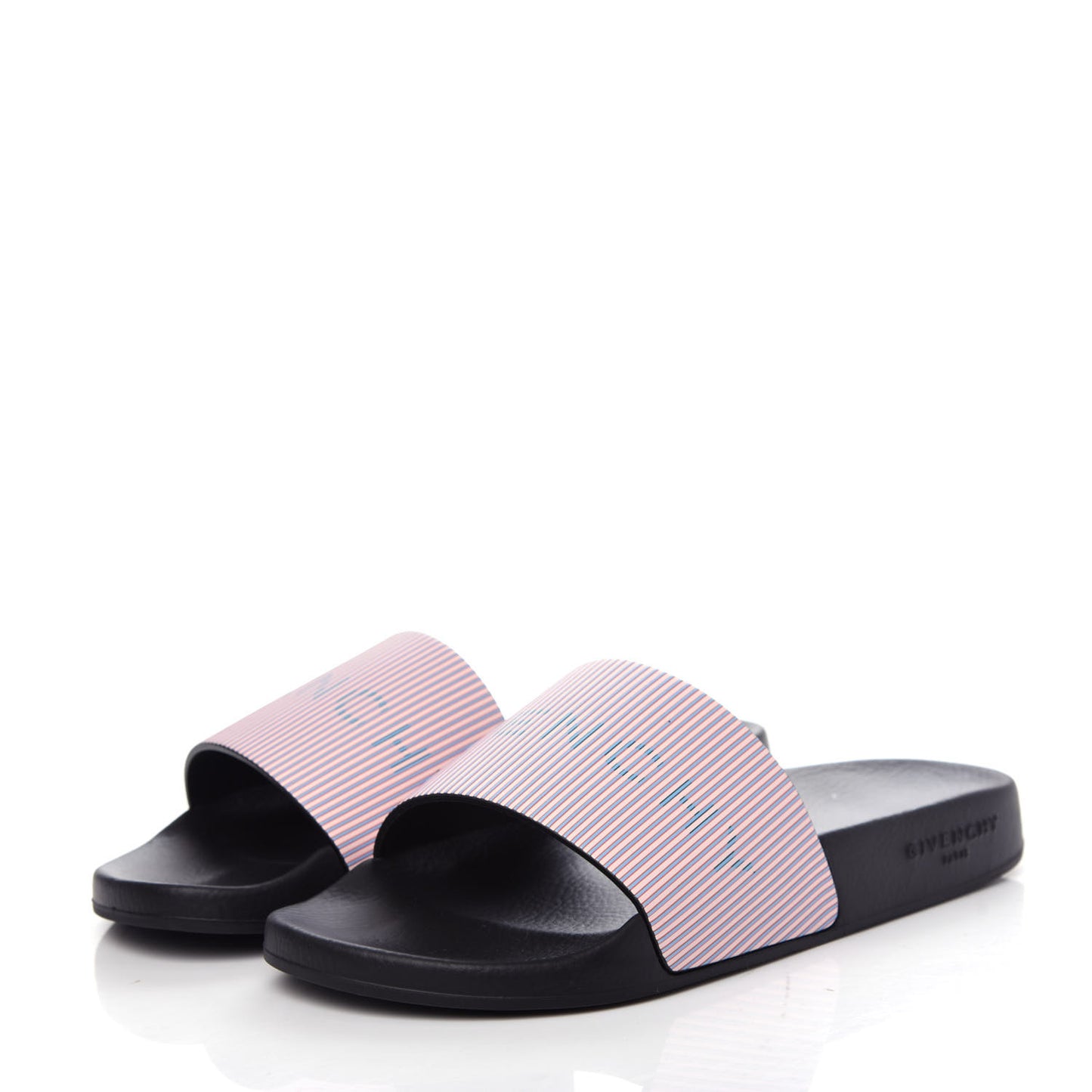 Metallic Calfskin Logo Womens Pool Slide Sandals 37 Light Pink