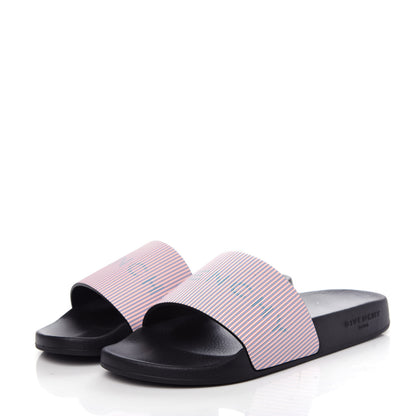 Givenchy Metallic Calfskin Logo Womens Pool Slide Sandals 37 Light Pink 3 of 12