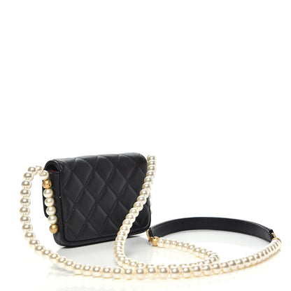 Chanel Calfskin Quilted About Pearls Card Holder Flap With Chain Black 3 of 12