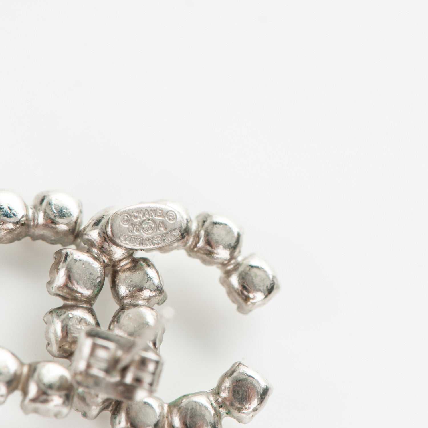 Chanel Crystal CC Earrings Silver 4 of 4