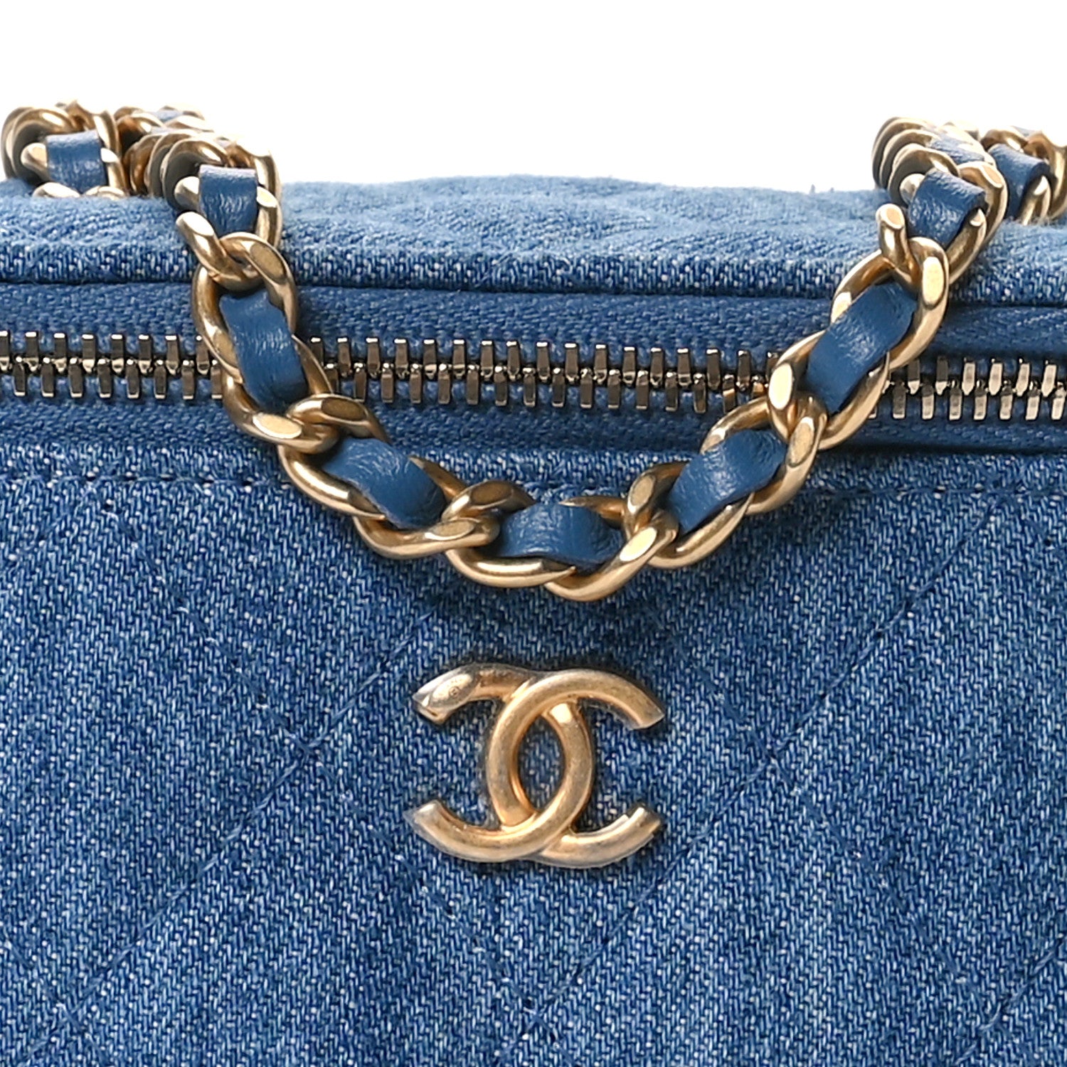Chanel Denim Quilted Mini Pearl Crush Vanity Case With Chain 8 of 10