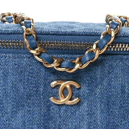 Chanel Denim Quilted Mini Pearl Crush Vanity Case With Chain 8 of 10