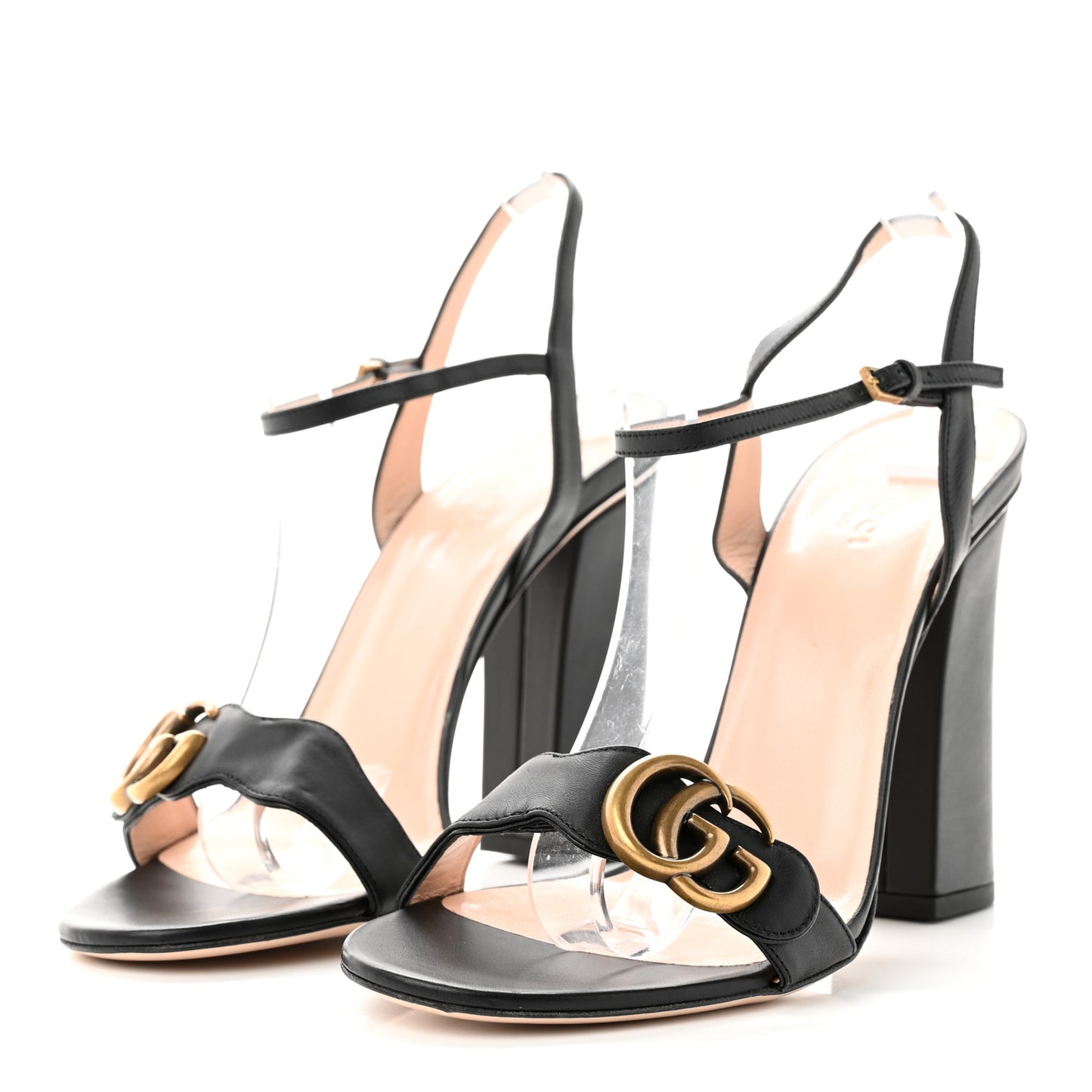 Lifford Calfskin GG Marmont Ankle Wrap 105mm Sandals 40 Black